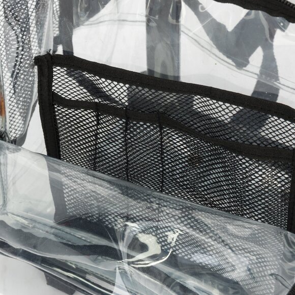 17" Rolling Clear Backpack Heavy Duty See Through Daypack with Wheels-Black - Picture 4 of 7